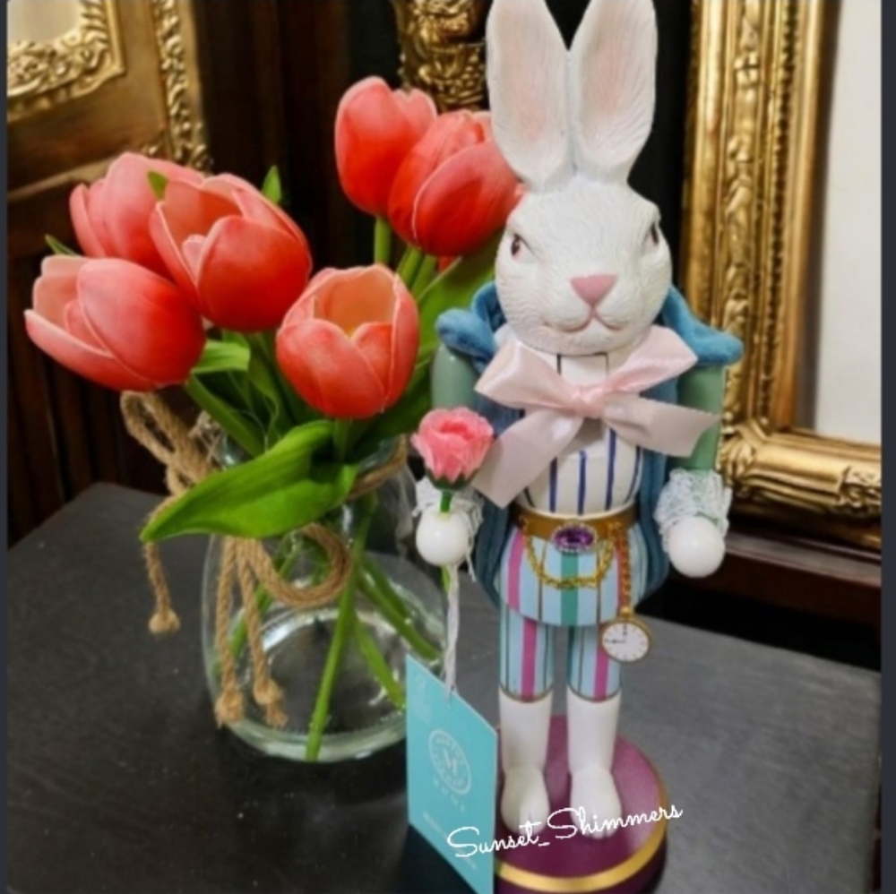 Jeweled Victorian Gentleman Easter Bunny Nutcracker Bow Tie Clock Pocket Watch
